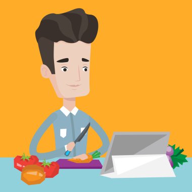 Adam yemek sağlıklı sebze salata.