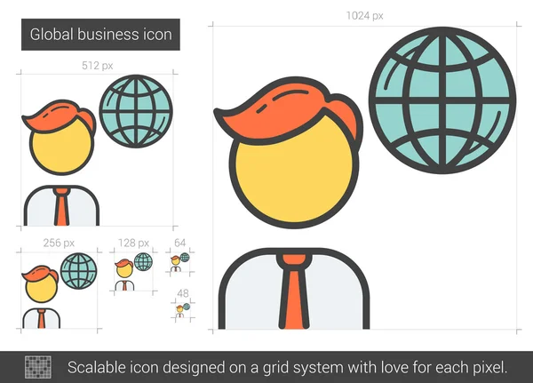 Ícone de linha de negócios global . —  Vetores de Stock