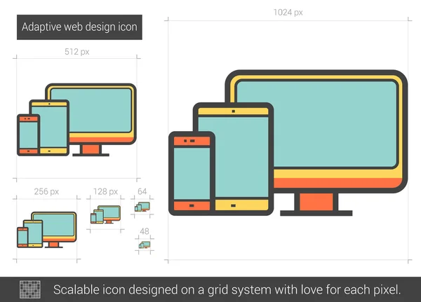 Ikone der adaptiven Webdesign-Linie. — Stockvektor