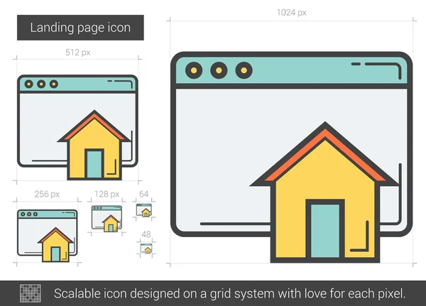 Icono de la línea de Landing Page. — Archivo Imágenes Vectoriales