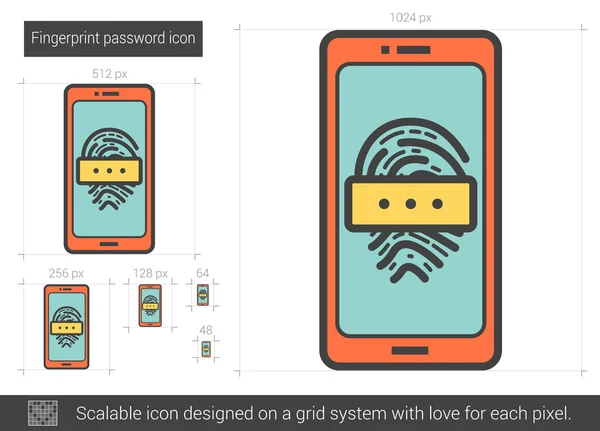 Icône de ligne de mot de passe empreinte digitale . — Image vectorielle