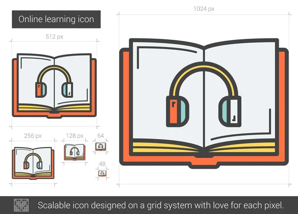 オンライン学習ラインアイコン. — ストックベクタ