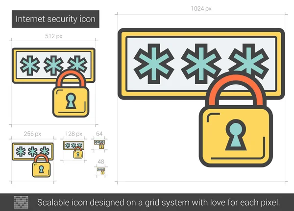 Internet security linje-ikonen. — Stock vektor