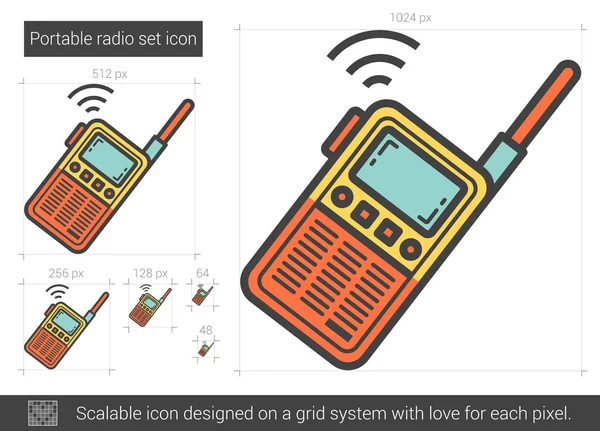 Icône de ligne de radio portable . — Image vectorielle