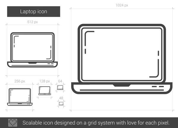 Icône de ligne d'ordinateur portable. — Image vectorielle
