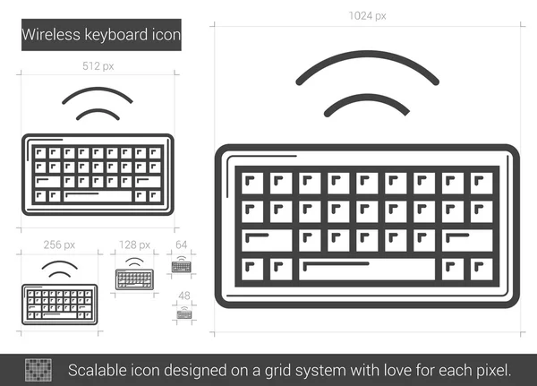 Icône de ligne de clavier sans fil . — Image vectorielle