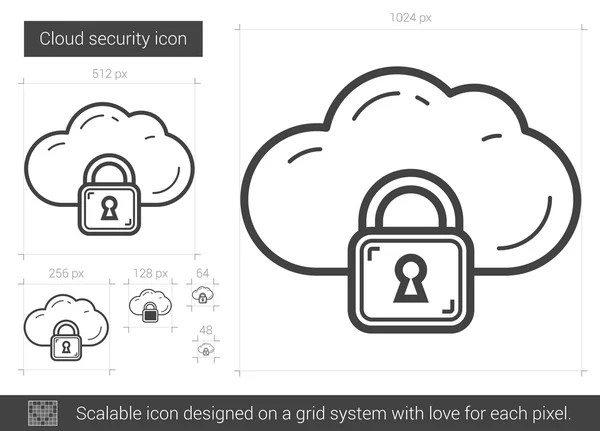 Εικονίδιο γραμμής ασφαλείας Cloud. — Διανυσματικό Αρχείο