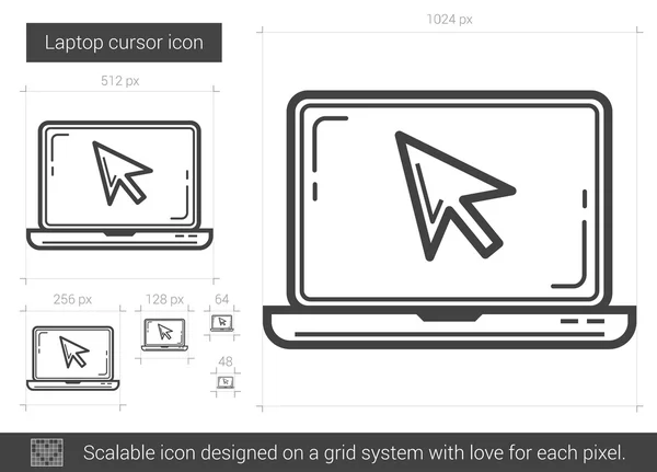 Laptop-Cursor-Zeilensymbol. — Stockvektor