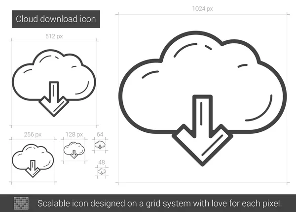 Línea de descarga de nube icono . — Archivo Imágenes Vectoriales