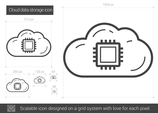 Ikona linii przechowywania danych w chmurze. — Wektor stockowy