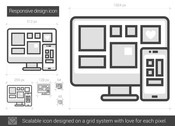 Ikone der Designlinie Responsive. — Stockvektor