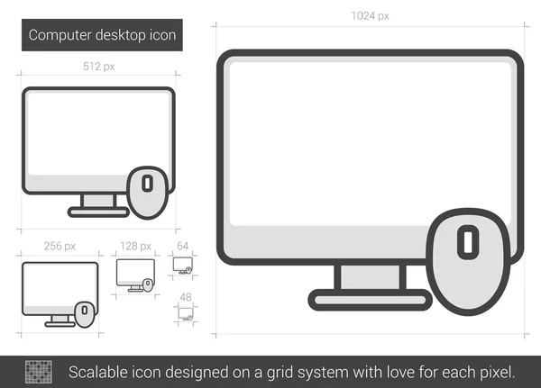 Pictogram van de Desktop Line computer. — Stockvector