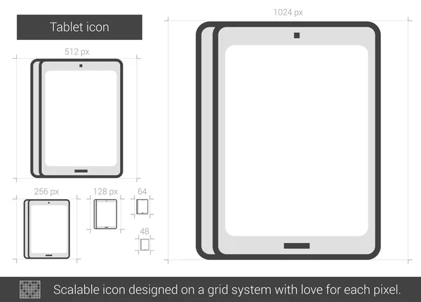 Ícone de linha tablet . — Vetor de Stock