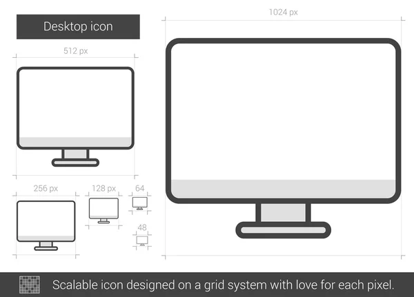 Ícone de linha desktop . — Vetor de Stock