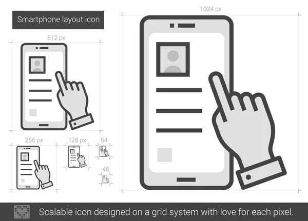 Icône de ligne de mise en page smartphone . — Image vectorielle