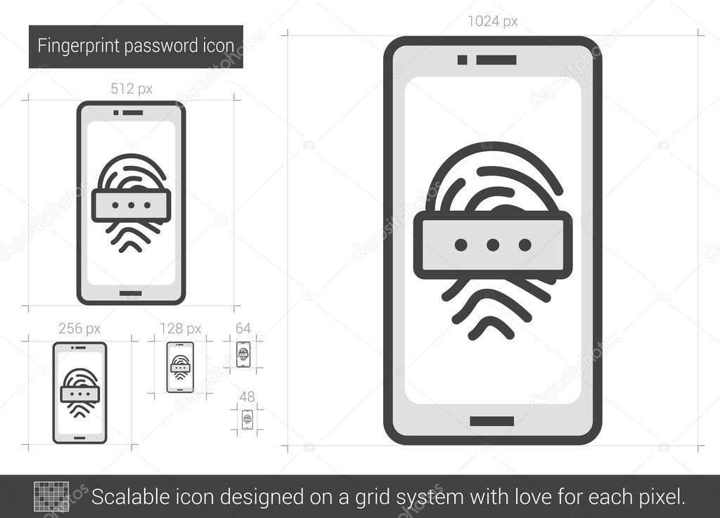Fingerprint password line icon.