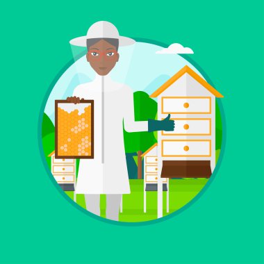 Apiary vektör illüstrasyonda arı-kaleci.