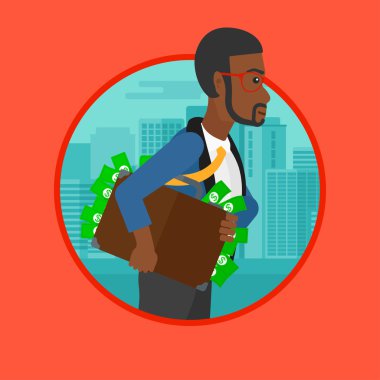 İşadamı para dolu çanta.