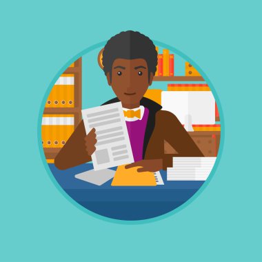 İnsan Kaynakları yöneticisi dosyaları vektör çizimini denetleme.