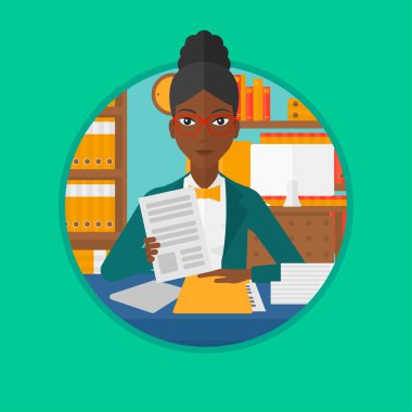 İnsan Kaynakları yöneticisi dosyaları vektör çizimini denetleme.