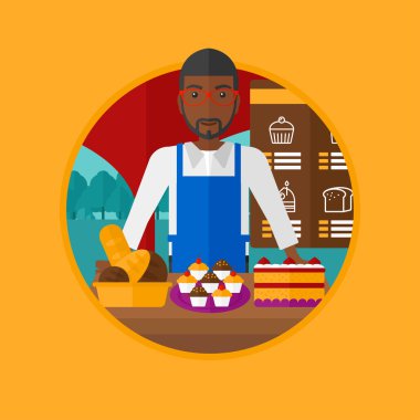 Ekmek tezgahın arkasında, işçi.