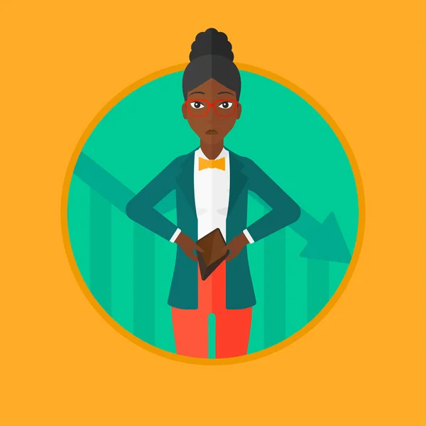 Bancrupt mujer de negocios vector ilustración . — Vector de stock