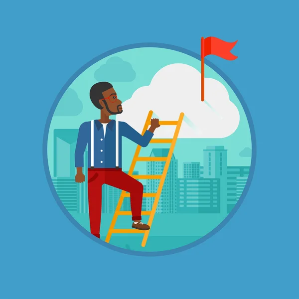 Businessman climbing the ladder. — Stock Vector