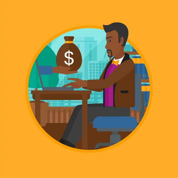 Man earning money from online business. — Stock Vector