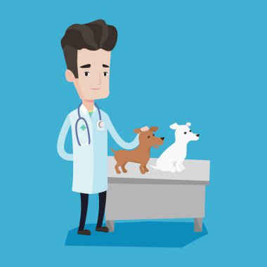 Köpekler vektör çizim inceleyerek veteriner.