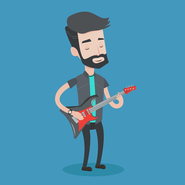 Man playing electric guitar vector illustration.