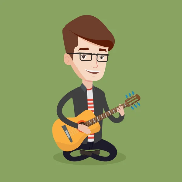 Hombre tocando la guitarra acústica vector ilustración . — Archivo Imágenes Vectoriales