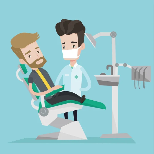 Patient and doctor at dentist office. — Stock Vector