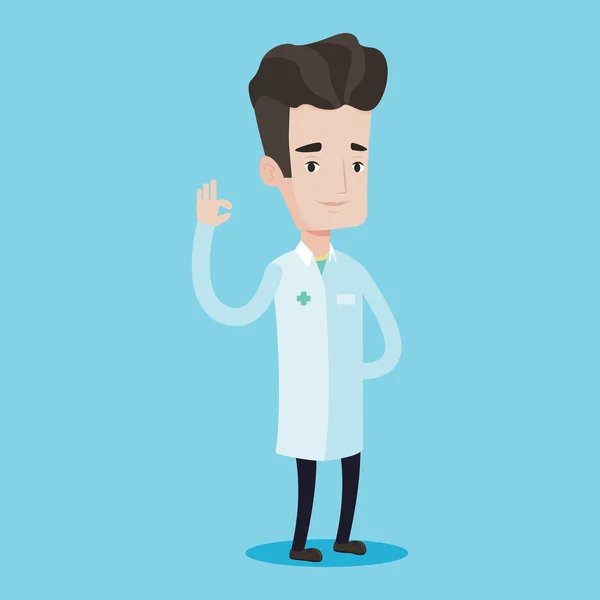 Doctor showing ok sign vector illustration. — Stock Vector