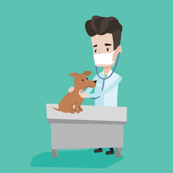 Lekarz weterynarii badanie psa wektor ilustracja. — Wektor stockowy