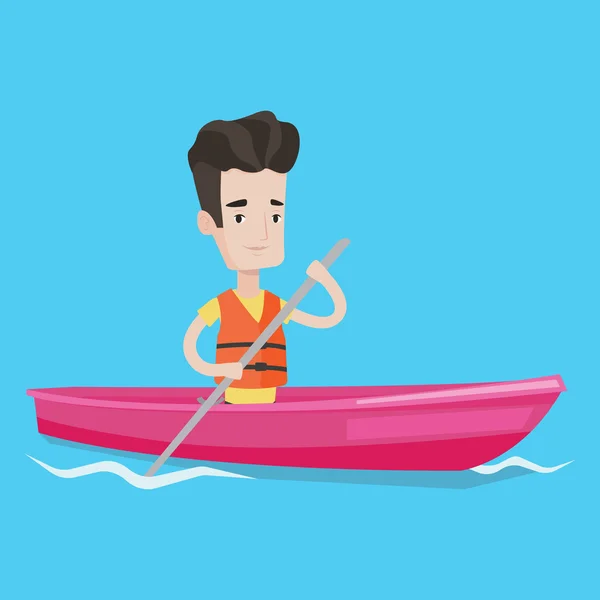Hombre cabalgando en kayak vector ilustración . — Archivo Imágenes Vectoriales