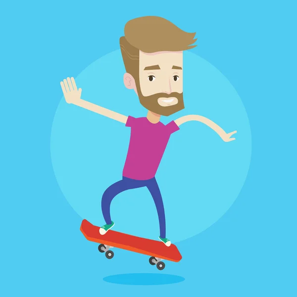 Homme chevauchant skateboard vecteur illustration . — Image vectorielle