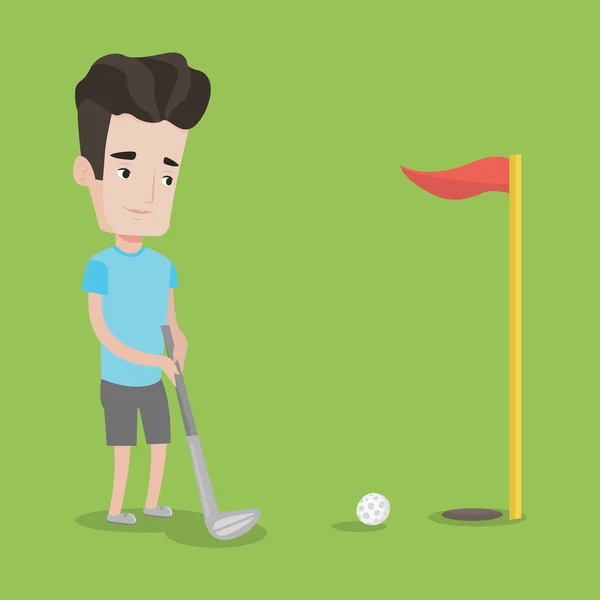 Golfista atingindo a ilustração vetorial bola . — Vetor de Stock