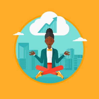 Yoga yaparken huzurlu iş kadını.