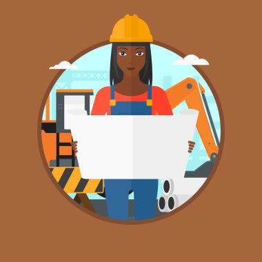 Bir plan vektör çizim izlerken mühendisi.