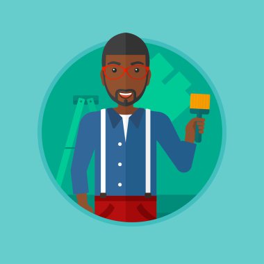 Ressam boya fırça vektör çizim ile.