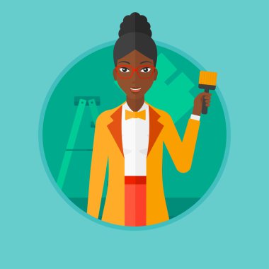 Ressam boya fırça vektör çizim ile.