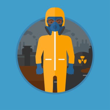 Man in radiation protective suit. clipart