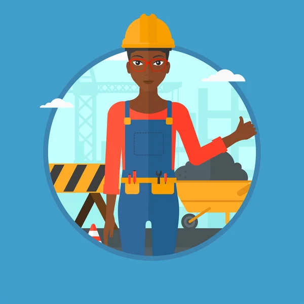 Constructor dando pulgar hacia arriba ilustración de vectores . — Vector de stock