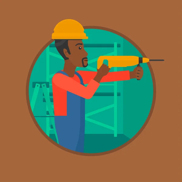 Worker with hammer drill vector illustration. — Διανυσματικό Αρχείο