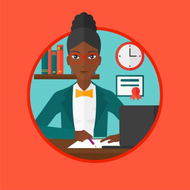 Öğrenci dizüstü eğitim için kullanma.