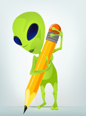 Funny Alien Cartoon Illustration clipart