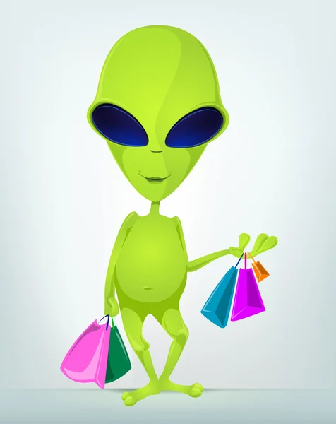 Lustige Alien-Cartoon-Illustration — Stockfoto