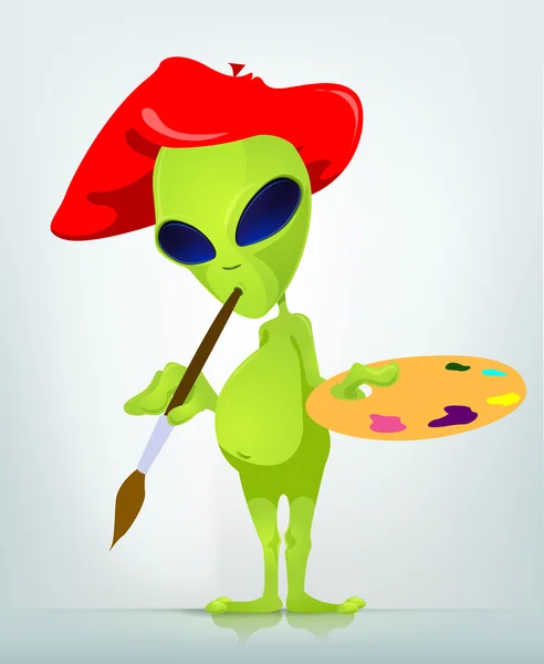 Lustige Alien-Cartoon-Illustration — Stockfoto