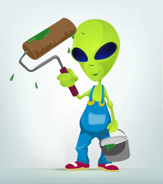 Engraçado Alien Cartoon Ilustração — Fotografia de Stock