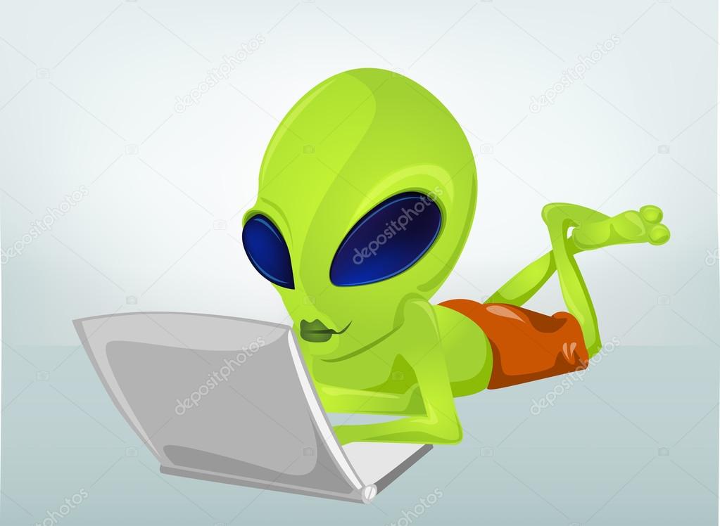 Funny Alien Cartoon Illustration